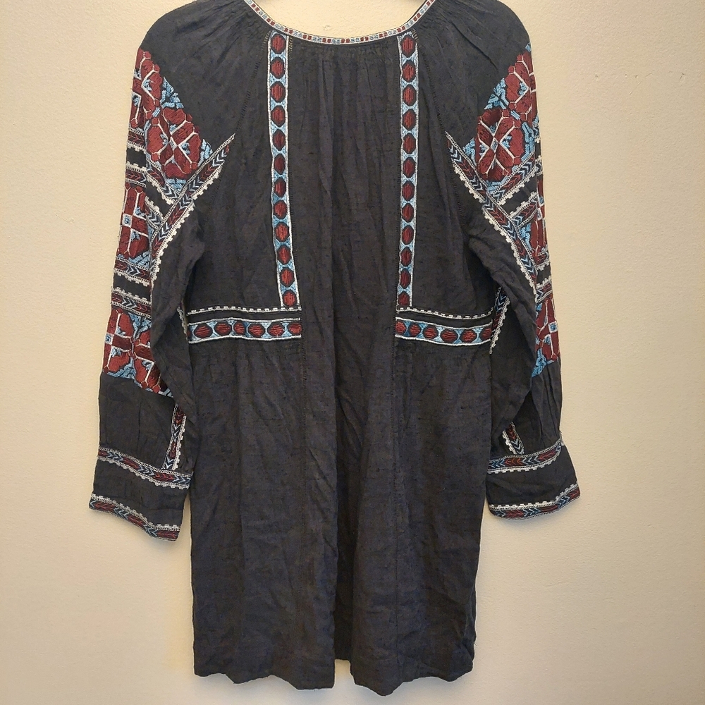 Free People Boho All My Life Navy Burgundy Embrorded Mini Dress. XS - Picture 10 of 15